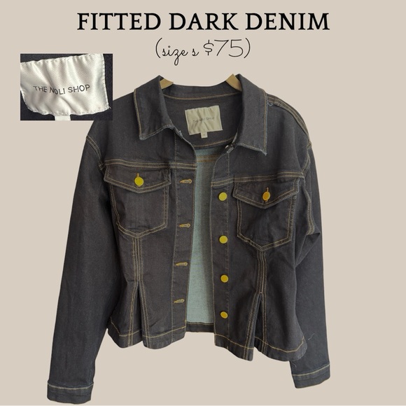 noli shop Jackets & Blazers - Noli Shop Fitted Dark Denim Jacket - Black